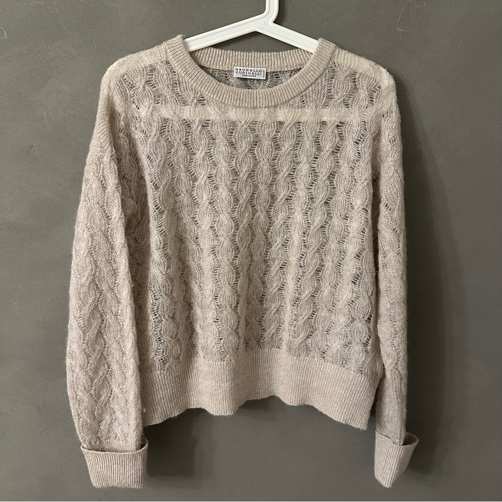 Brunello Cucinelli Light Beige Cable Knit Sweater